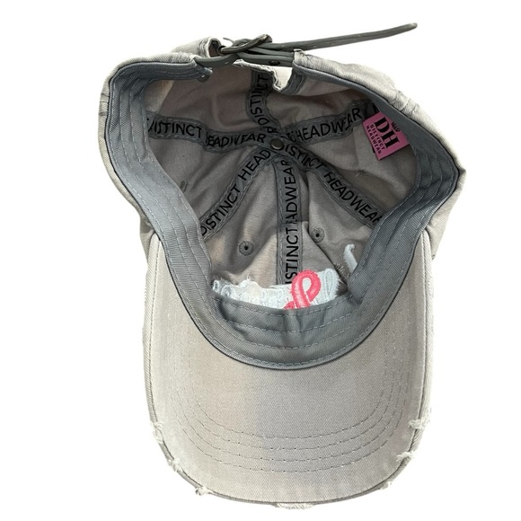 Gray Warrior Cap with Pink Ribbon Breast Cancer - Picture 5 of 6